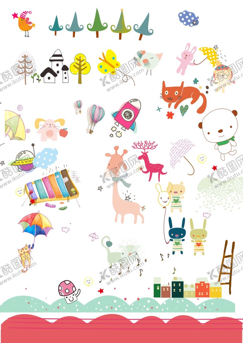 编号：92057409270536206114【酷图网】源文件下载-手账边框及卡通图案