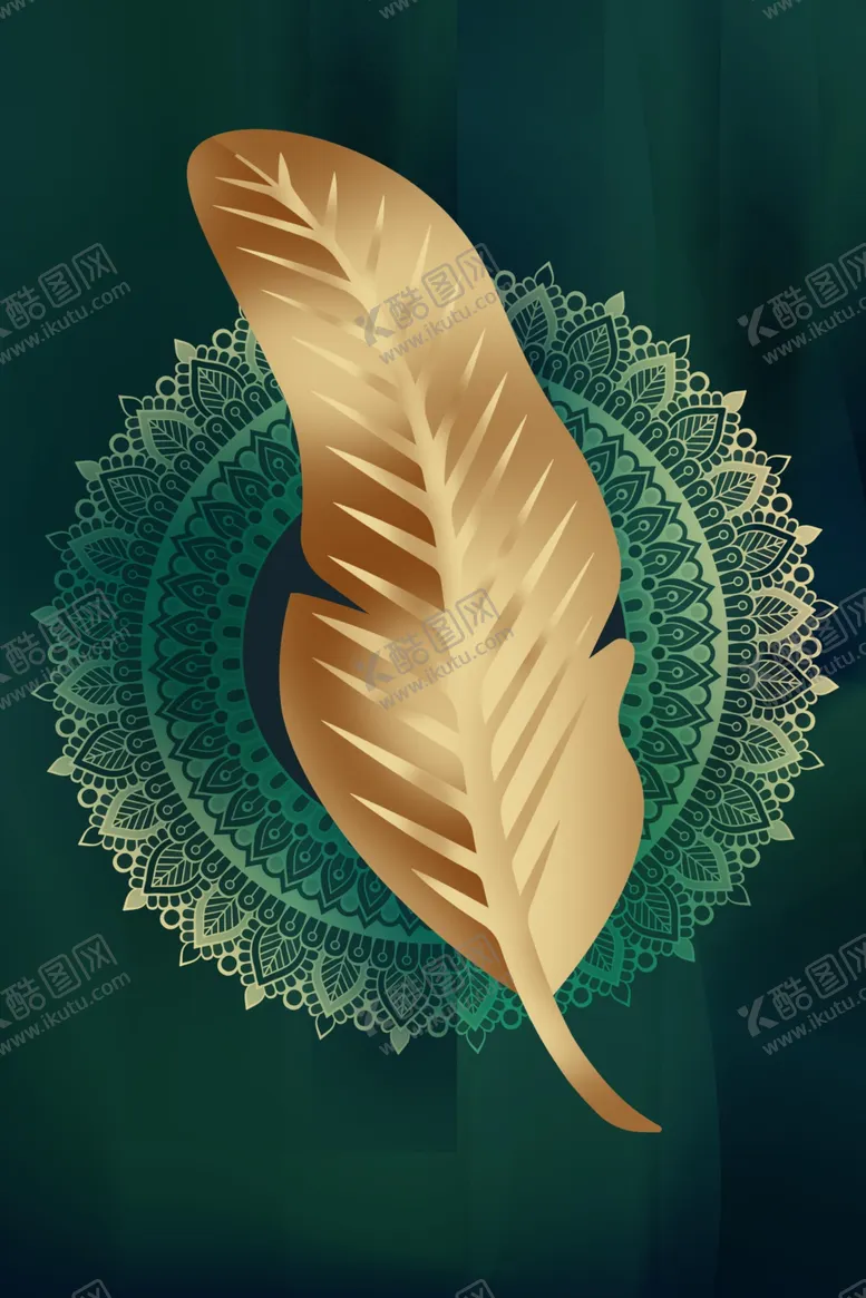 编号：87970402090402419194【酷图网】源文件下载-金色植物花草装饰挂画