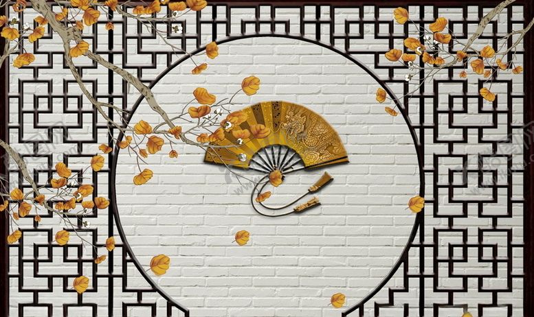 编号：99693610190423104217【酷图网】源文件下载-中国风背景墙