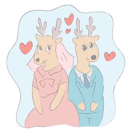 卡通鹿情侣鹿
