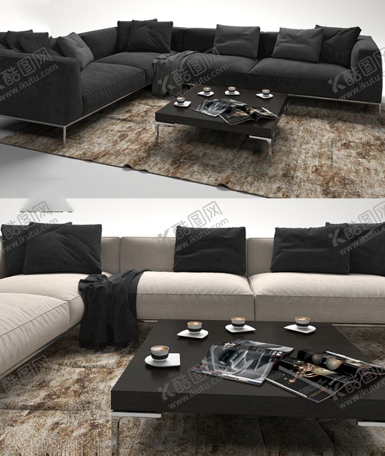 编号：70616309201405261222【酷图网】源文件下载-转角布艺沙发茶几