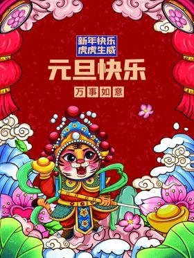 元旦海报快乐虎年主题促销2022