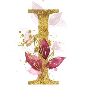 手绘水彩花卉英文字母logo
