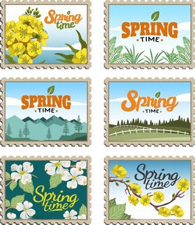 春日主题邮票图案设计