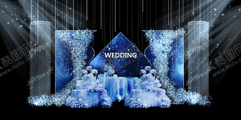 编号：31614409261524533551【酷图网】源文件下载-蓝色系婚礼设计背景