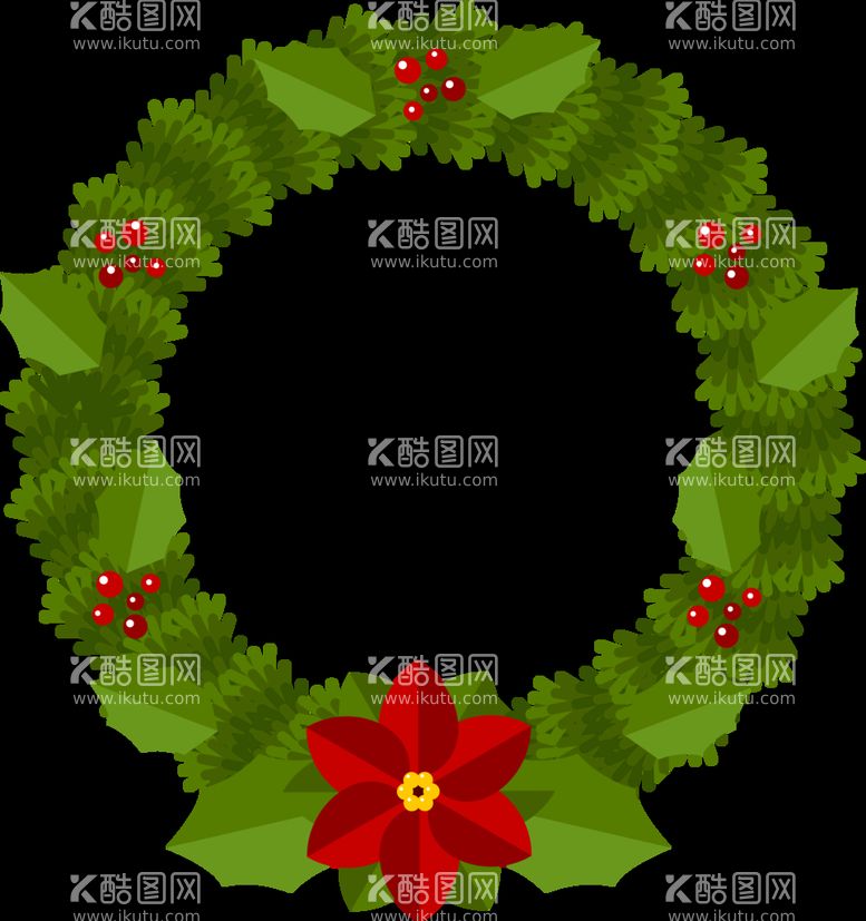 编号：24309110091204263784【酷图网】源文件下载-圣诞花环免抠图 