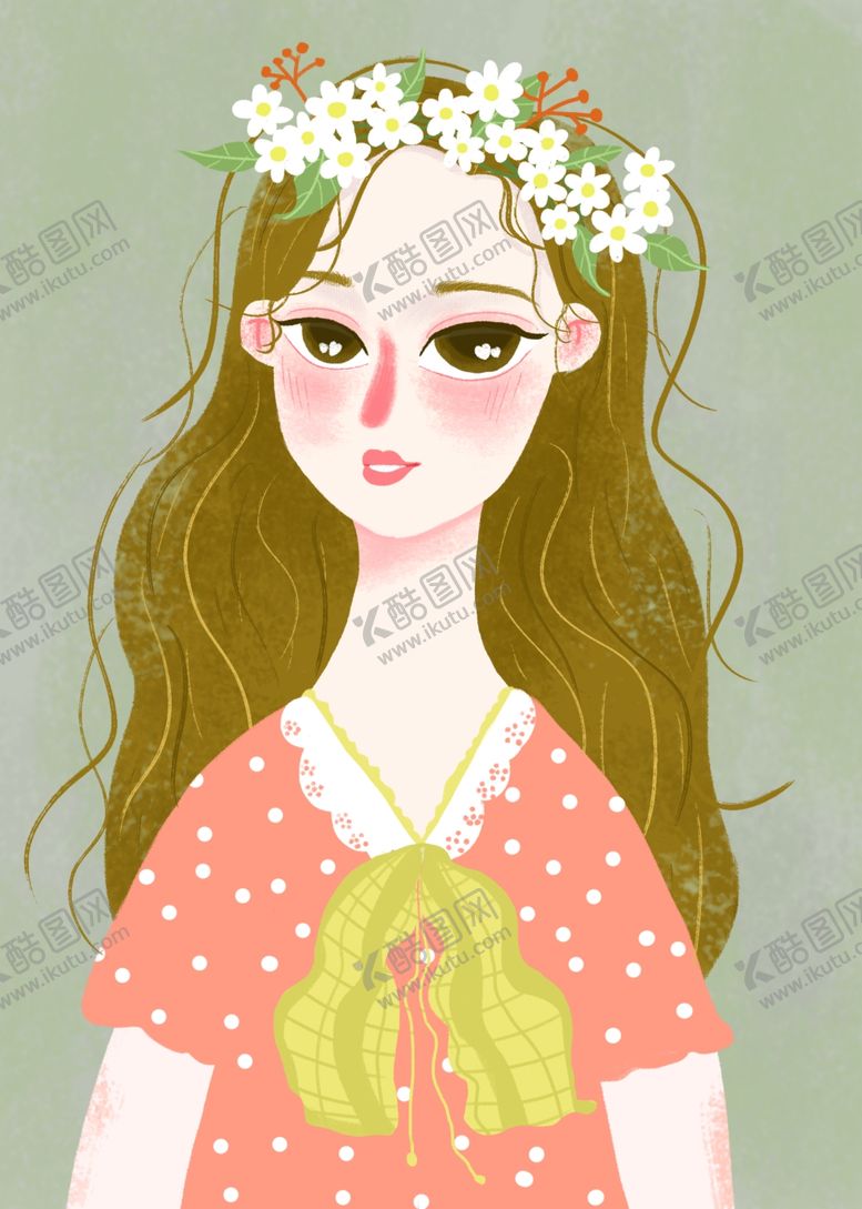 编号：88236010050006441007【酷图网】源文件下载-长发花环女孩头像