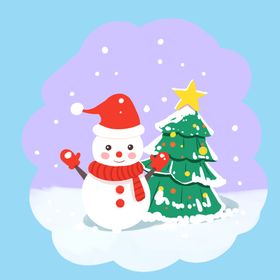 雪人和圣诞树