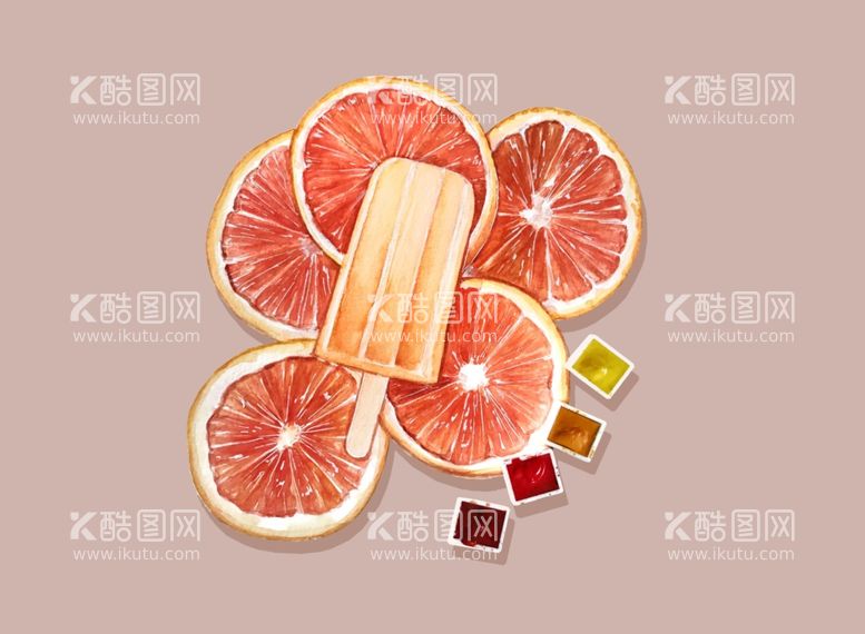 编号：47937112081026329688【酷图网】源文件下载-插画美食红柠檬冰棒