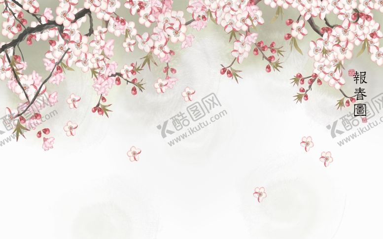 编号：32986409192124159147【酷图网】源文件下载-水墨山水简约花鸟背景客厅装饰画