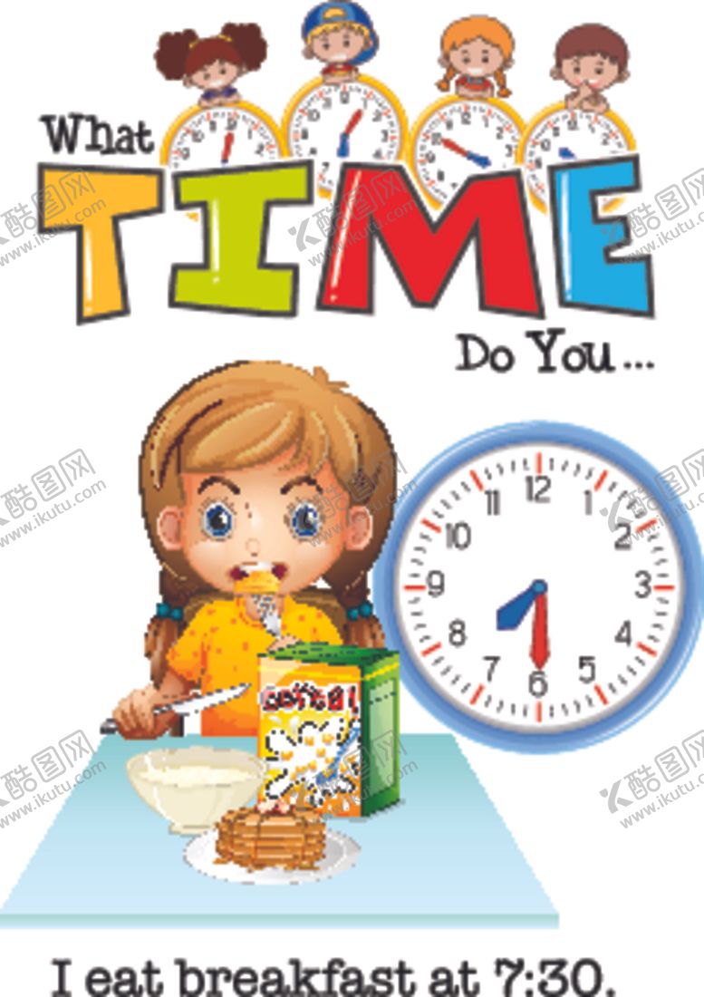编号：74297609181153066641【酷图网】源文件下载-卡通儿童和时钟