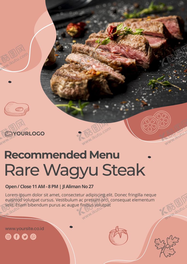 编号：79909509211846497962【酷图网】源文件下载-牛排海报