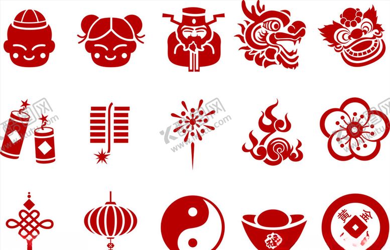 编号：14354007012213544808【酷图网】源文件下载-矢量传统文化春节元素