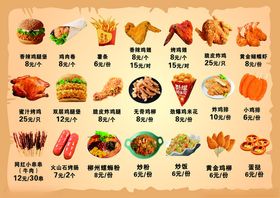 炸鸡汉堡菜单