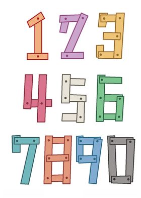 简约少儿小清新彩色木板钉数字