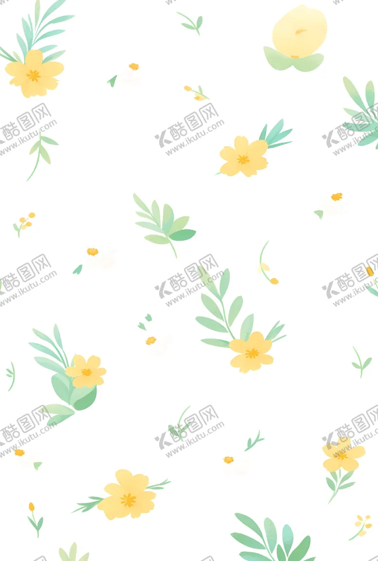 花朵底纹卉树叶卡通绿色背景