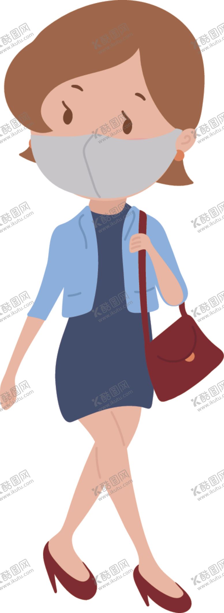 编号：40669210260524003752【酷图网】源文件下载-矢量人物口罩上班EPS