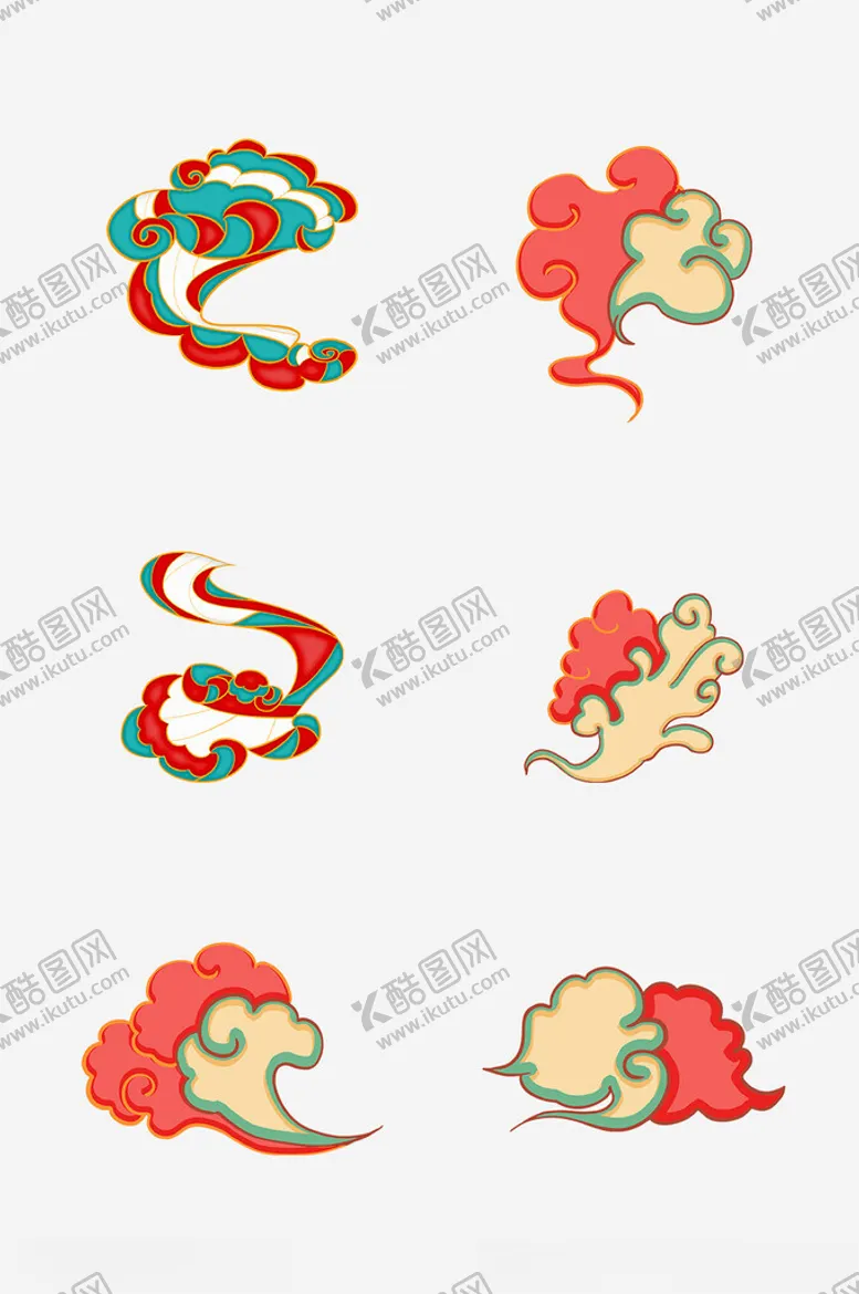 编号：94075903011541521054【酷图网】源文件下载-中国古典风彩色祥云元素