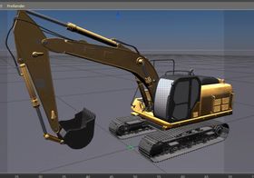 C4D模型履带挖掘机