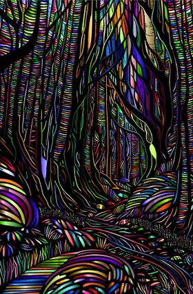 奇幻多彩的抽象森林景象