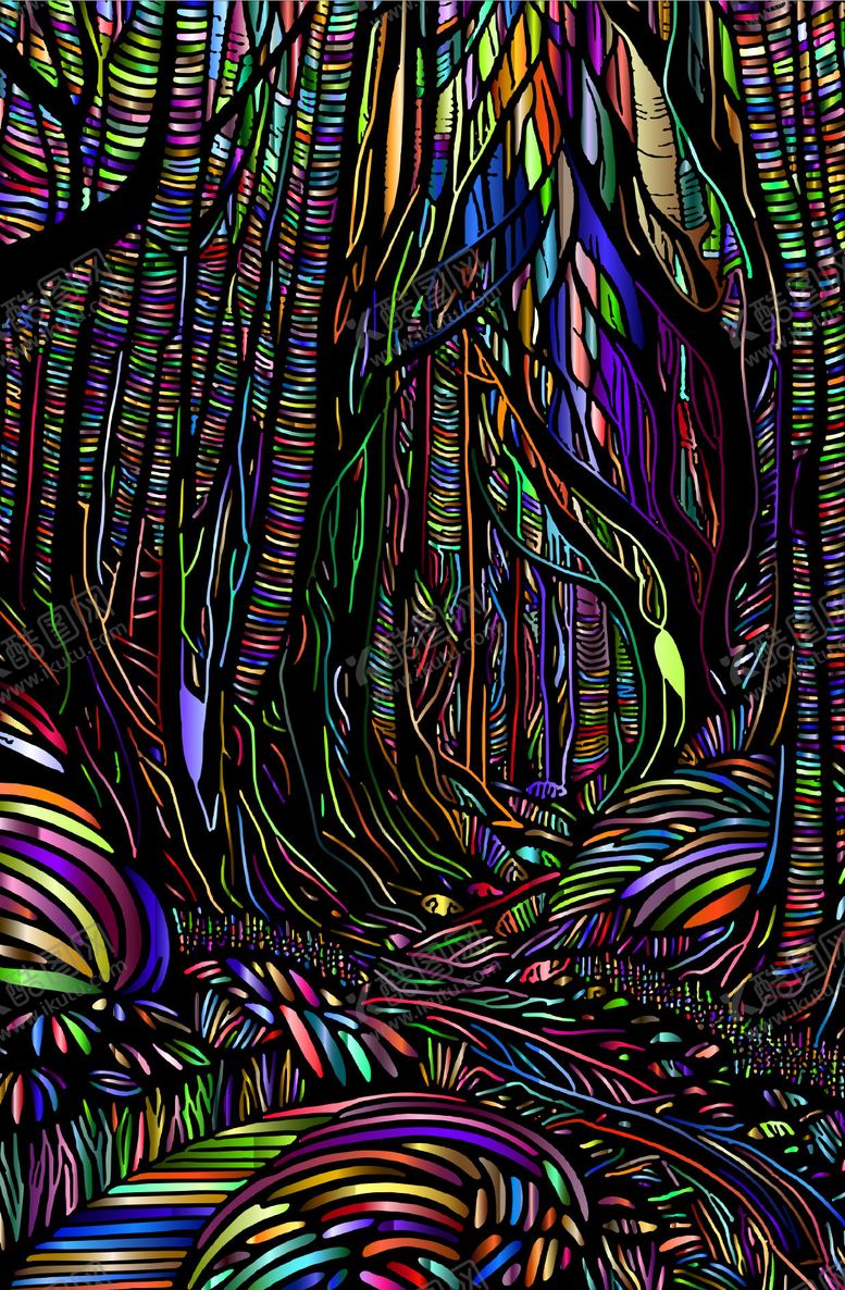 编号：21053009081429207636【酷图网】源文件下载-奇幻多彩的抽象森林景象