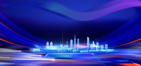 会议背景梦幻科技感城市夜景
