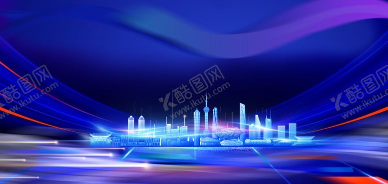 编号：80650604100036182660【酷图网】源文件下载-会议背景梦幻科技感城市夜景