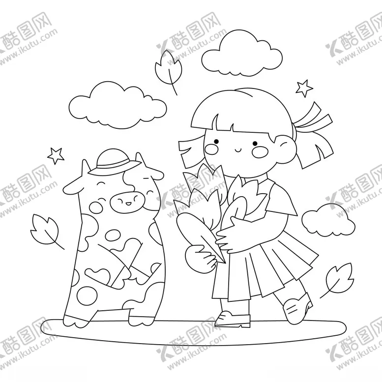 编号：64627602191051351300【酷图网】源文件下载-手绘卡通儿童填色线稿图片