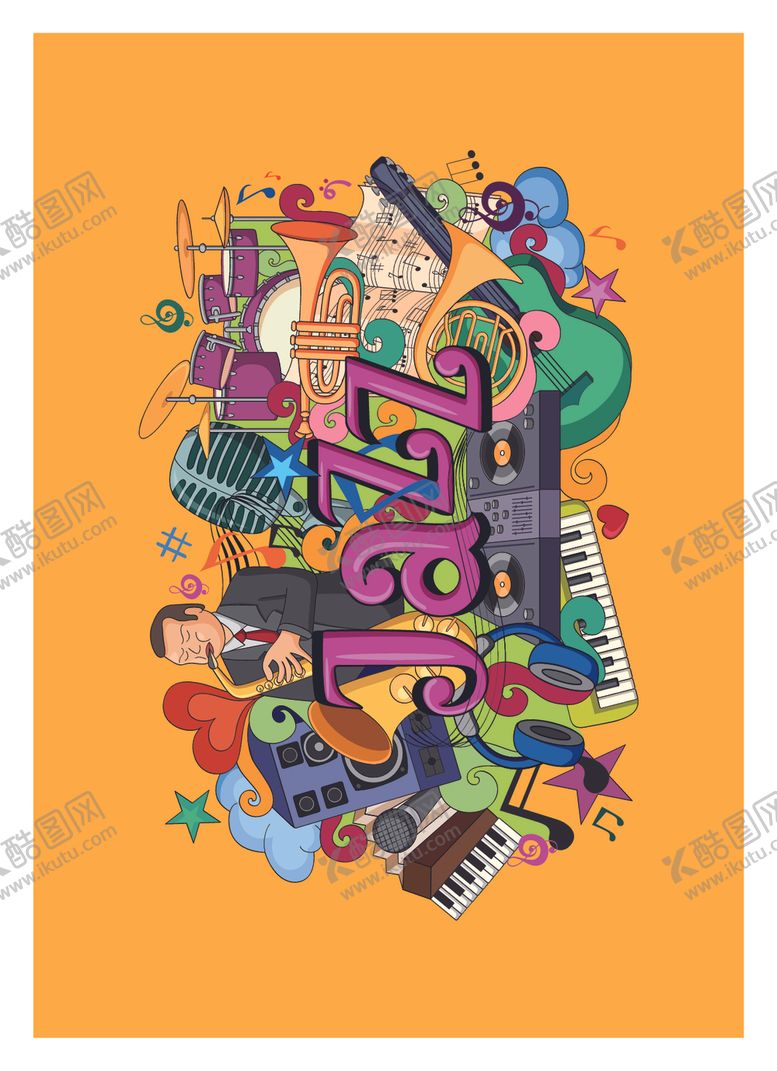 编号：39871310280425049786【酷图网】源文件下载-多彩爵士音乐元素集合