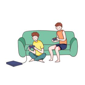 简约扁平化玩游戏的人物素材