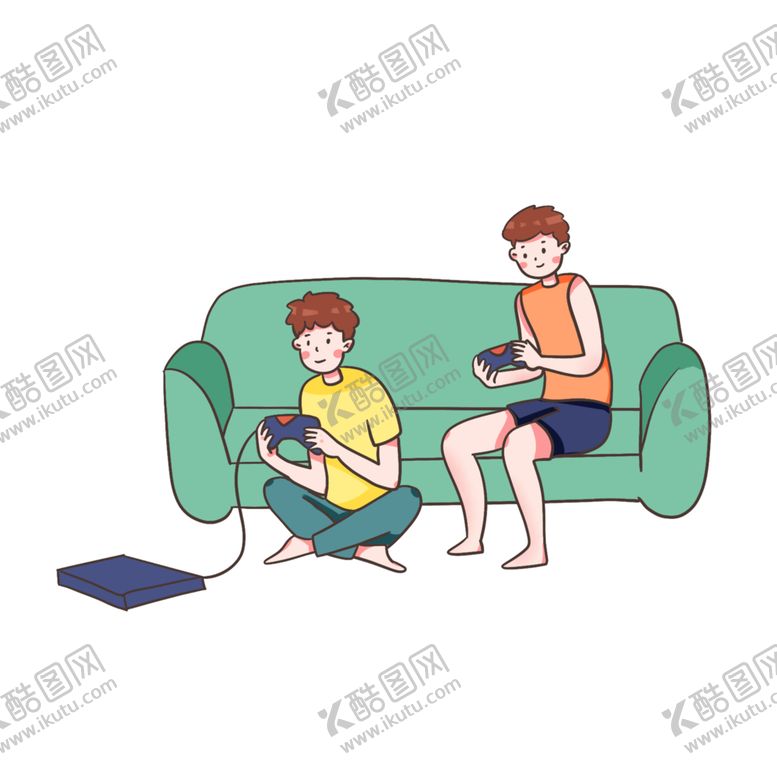 编号：92283806260022483298【酷图网】源文件下载-简约扁平化玩游戏的人物素材