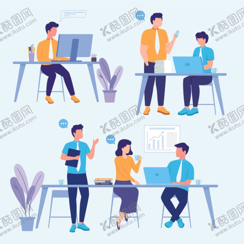 编号：62194705142001259323【酷图网】源文件下载-人物插图扁平办公人物矢量插图