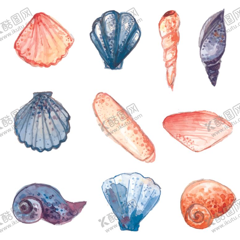 编号：88467909150724225436【酷图网】源文件下载-海鲜水彩插画图案