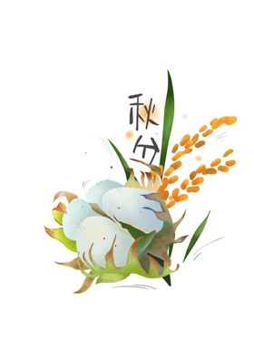 原创高清手绘插画24节气秋分