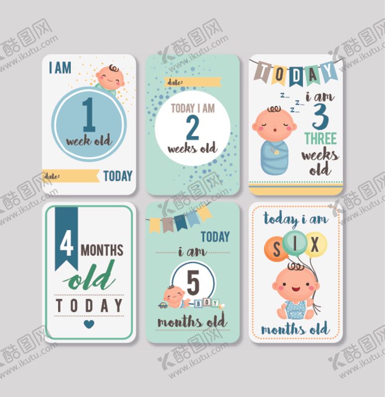 编号：84645211021404322148【酷图网】源文件下载-宝宝成长里程碑卡片