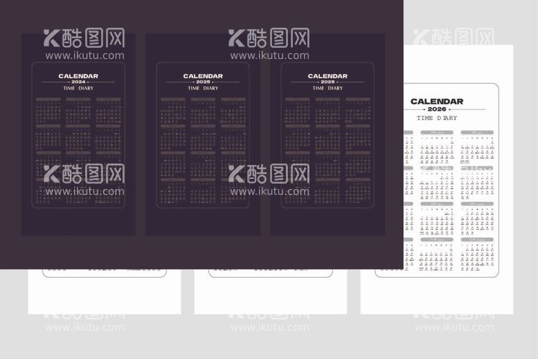 编号：83123112031800572533【酷图网】源文件下载-2024至2026年台历