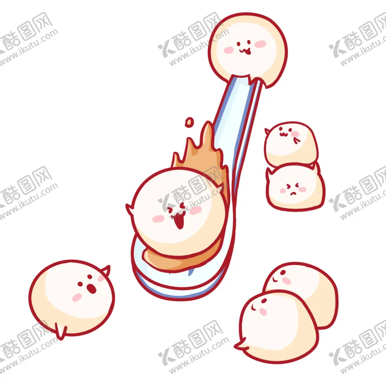 编号：48508901280644255166【酷图网】源文件下载-在勺子玩耍汤圆元宵节元宵