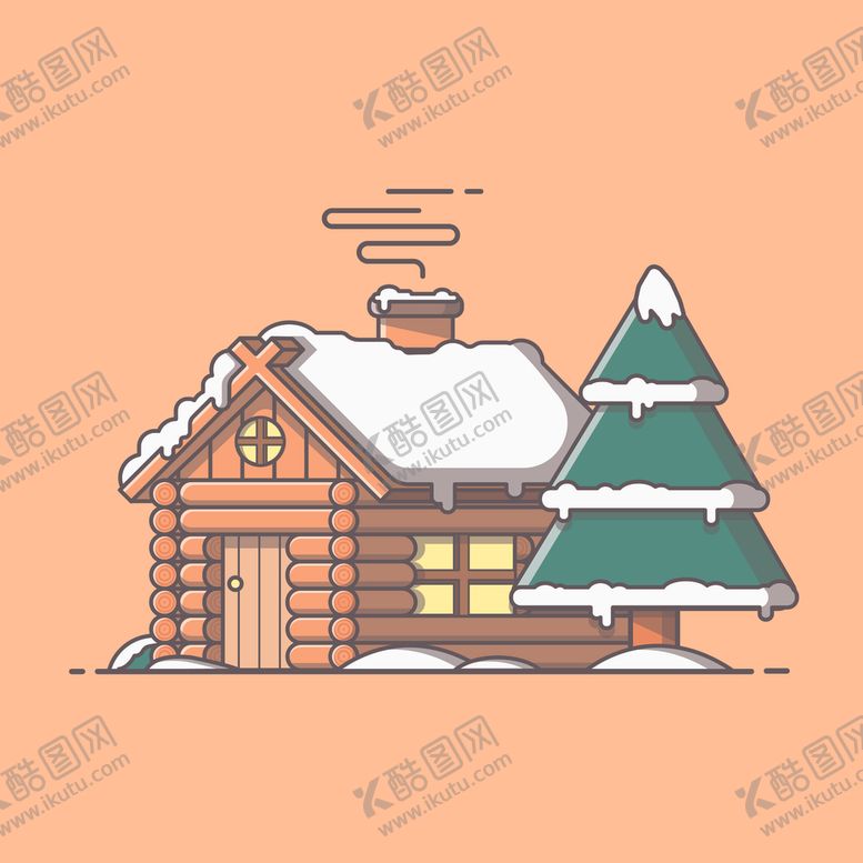 编号：23023109190558595727【酷图网】源文件下载-创意插画房子圣诞树