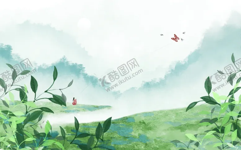 编号：62008806251410548974【酷图网】源文件下载-古风茶园国风插画合成背景素材