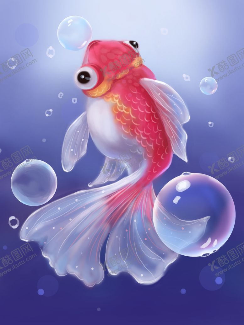 编号：97594607130821365065【酷图网】源文件下载-梦觉插画小金鱼