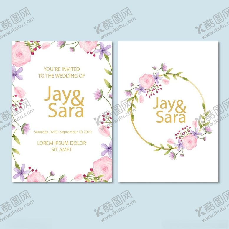 编号：46714411142144227548【酷图网】源文件下载-花卉装饰婚礼请柬设计