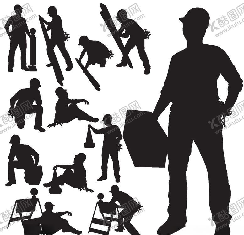 编号：45242409131133134640【酷图网】源文件下载-工程师剪影矢量素材