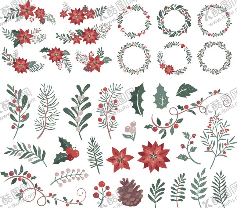 编号：10866011021842551104【酷图网】源文件下载-圣诞花卉素材