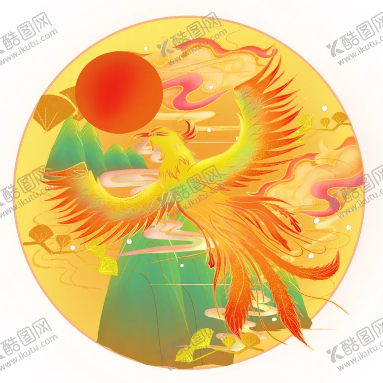 编号：35436702100739592371【酷图网】源文件下载-国潮烫金凤凰
