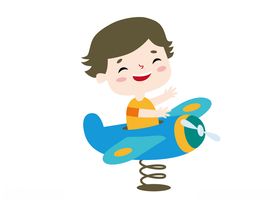 儿童节卡通小孩飞机插画