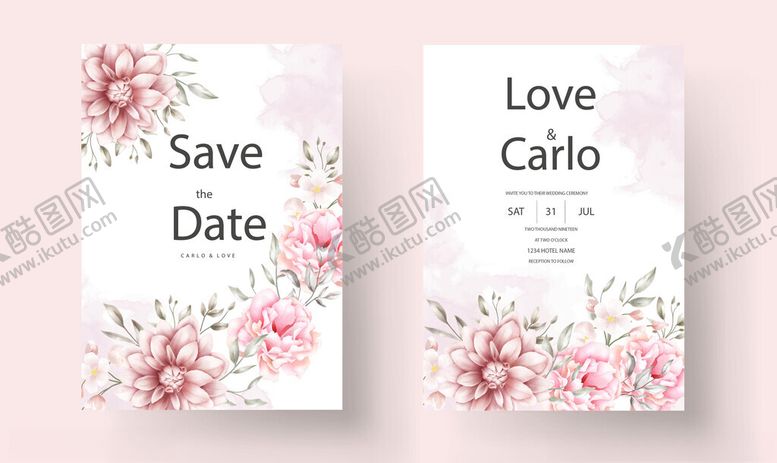 编号：29401404021230346222【酷图网】源文件下载-花卉婚礼请柬设计