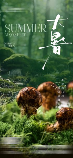大暑海报地产蘑菇雨林二十四节气