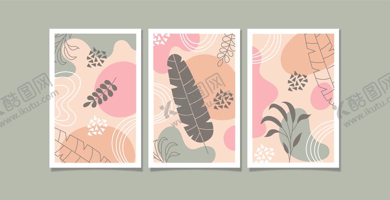 编号：16374110120454257723【酷图网】源文件下载-简约植物主题装饰画组合
