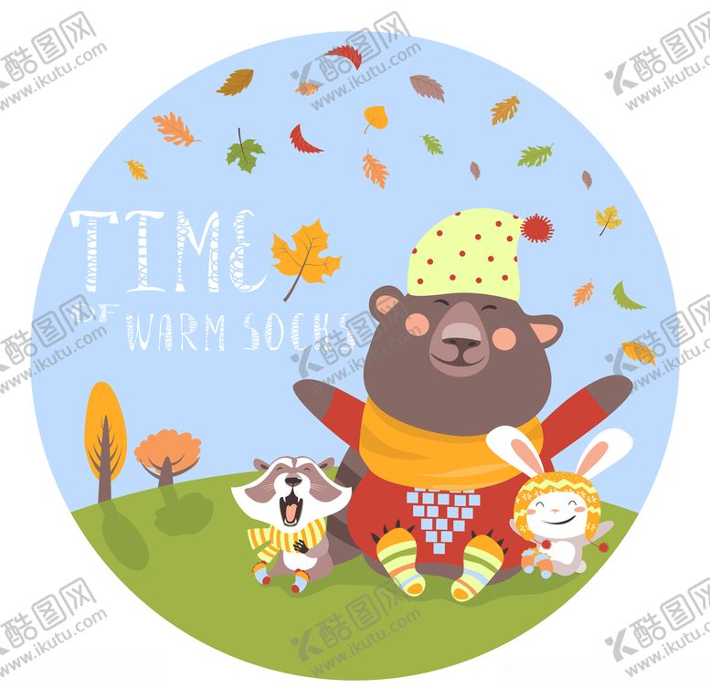 编号：76482209220012071956【酷图网】源文件下载-卡通熊北欧森系动物插画