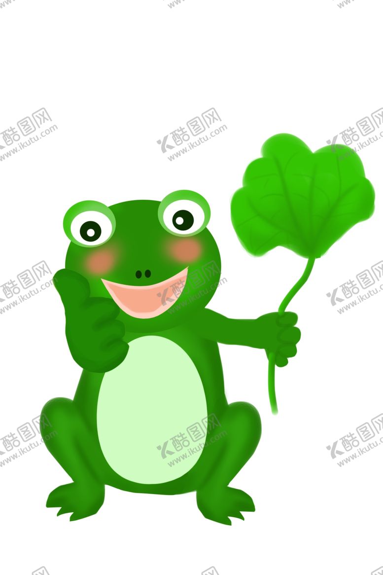 编号：50517504272101005359【酷图网】源文件下载-拿着荷叶点赞的青蛙插画